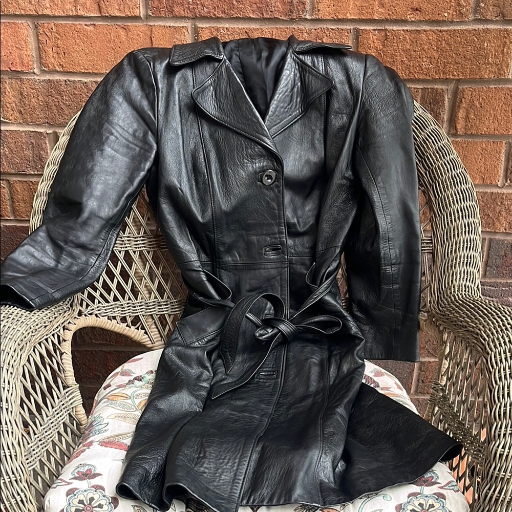 Women's Black Leather Coat